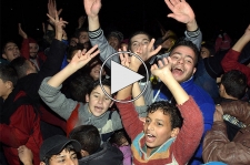 جشن مردم سوریه پس از آزادی حلب
