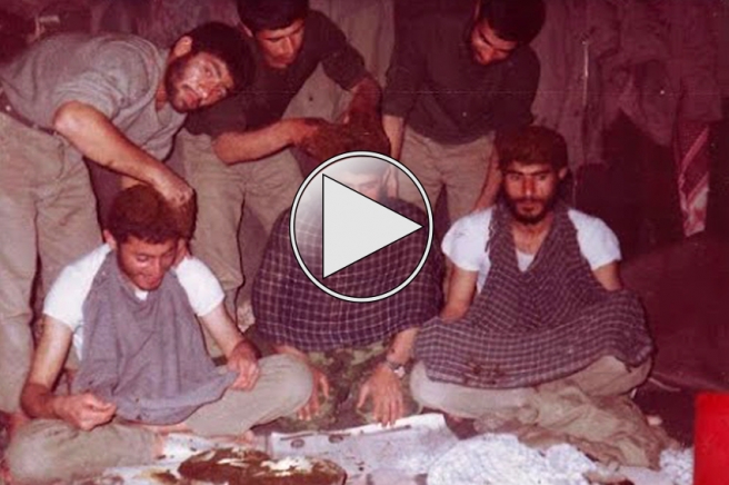 فیلم منتشر نشده از مراسم حنابندان رزمنده‌ها در شب عملیات