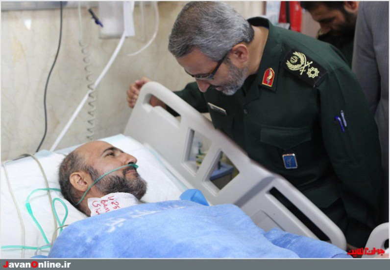 عیادت سردار غیب پرور از روحانی حادثه متروی شهرری
