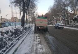 تلاش شبانه روزی در راستای برفروبی و محلول پاشی معابر
