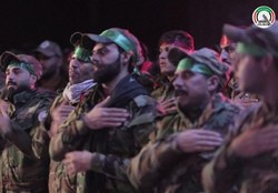 مراسم چهلمین روز شهادت حاج قاسم و ابومهدی با حضور رزمندگان حشدالشعبی +تصاویر