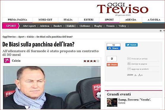 رسانه‌های ایتالیایی دبیاسی را سرمربی جدید ایران معرفی کردند