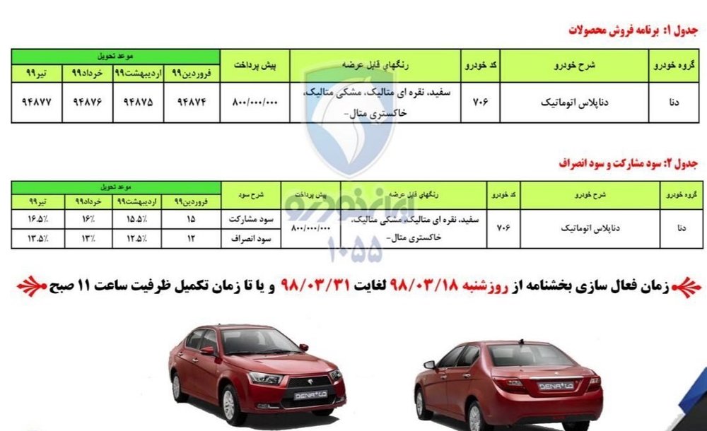 ثبت‌نام دناپلاس اتوماتیک با پیش پرداخت ۸۰ میلیون تومان از ۱۸ خرداد