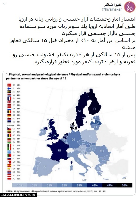 آمار هولناک آزار جنسی و روانی زنان در اروپا