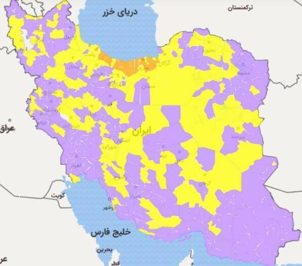 هیچ شهرستانی در وضعیت قرمز نیست +نقشه