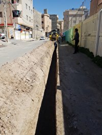 جابجایی خط انتقال ۳۰۰ میلیمتری چدن داکتیل در شهرستان بهارستان