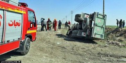 واژگونی یک دستگاه کامیون بنز در هراز