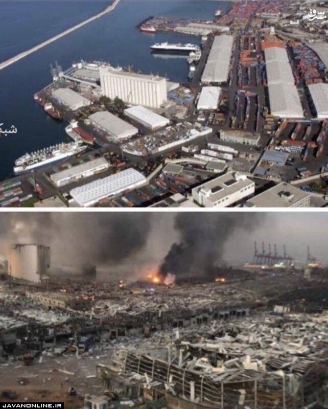 عکس از قبل و بعد انفجار در بیروت