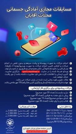 برگزاری مجازی مسابقات آمادگی جسمانی محلات منطقه ۴ ویژه آقایان