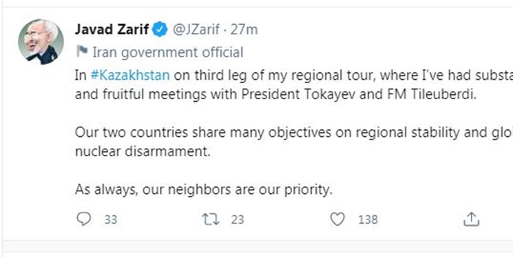 ظریف: اولویت ایران همسایگانش است