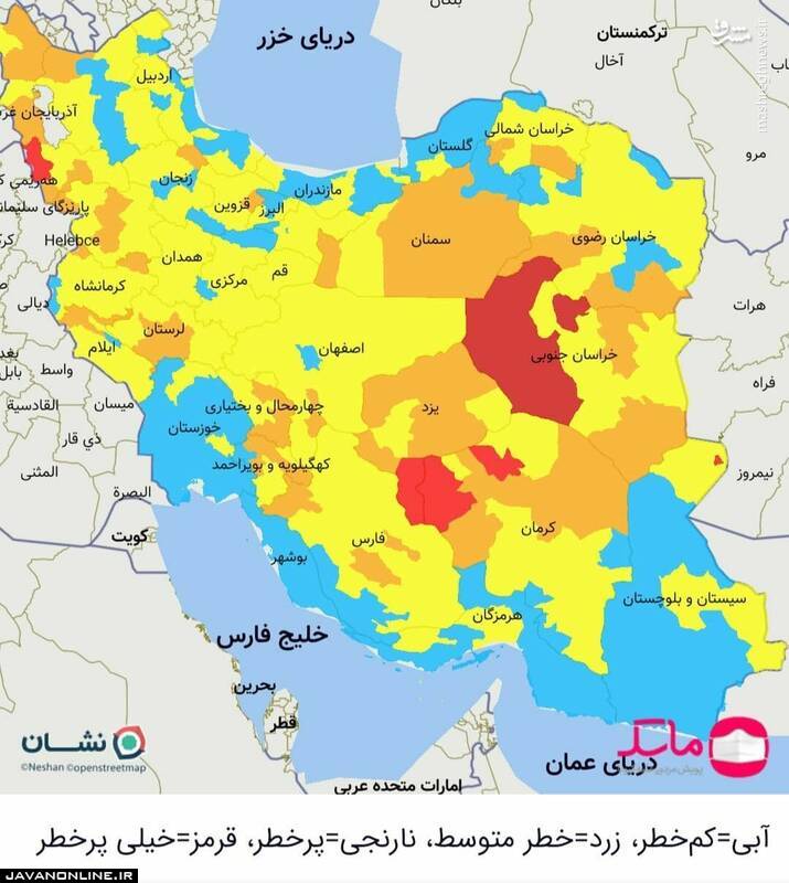 فقط ۸ شهرستان در وضعیت قرمز