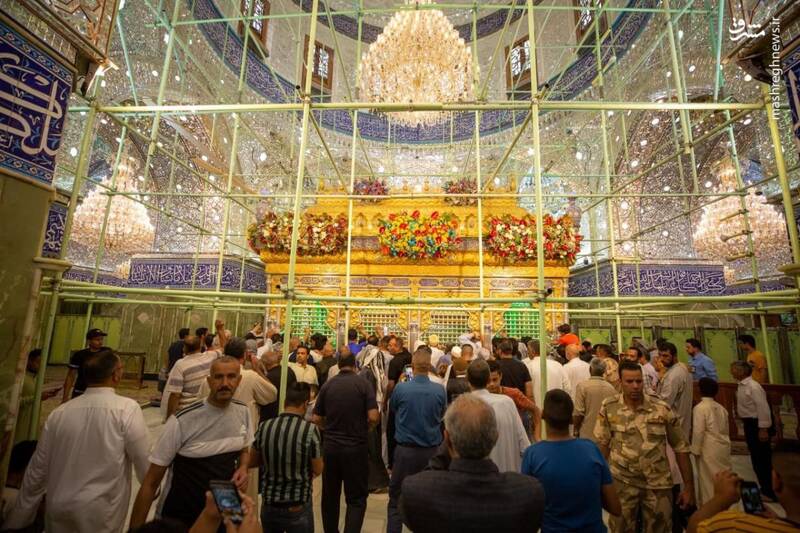 عکس + گل&zwnj;آرایی ضریح حضرت اباالفضل(ع) در ولادت برادر