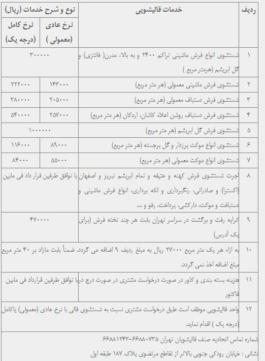 اعلام قیمت مصوب شست وشوی قالی از سوی سازمان حمایت/ مردم سراغ قالیشوییهای غیرمجاز نروند اعلام قیمت مصوب شست وشوی قالی از سوی سازمان حمایت/ مردم سراغ قالیشوییهای غیرمجاز نروند