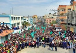 راهپیمایی فلسطینیان در غزه در حمایت از مسجد الاقصی