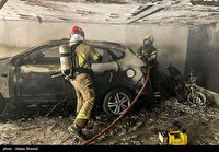 سوختن خودرو‌های لوکس در پارکینگ ساختمان مسکونی