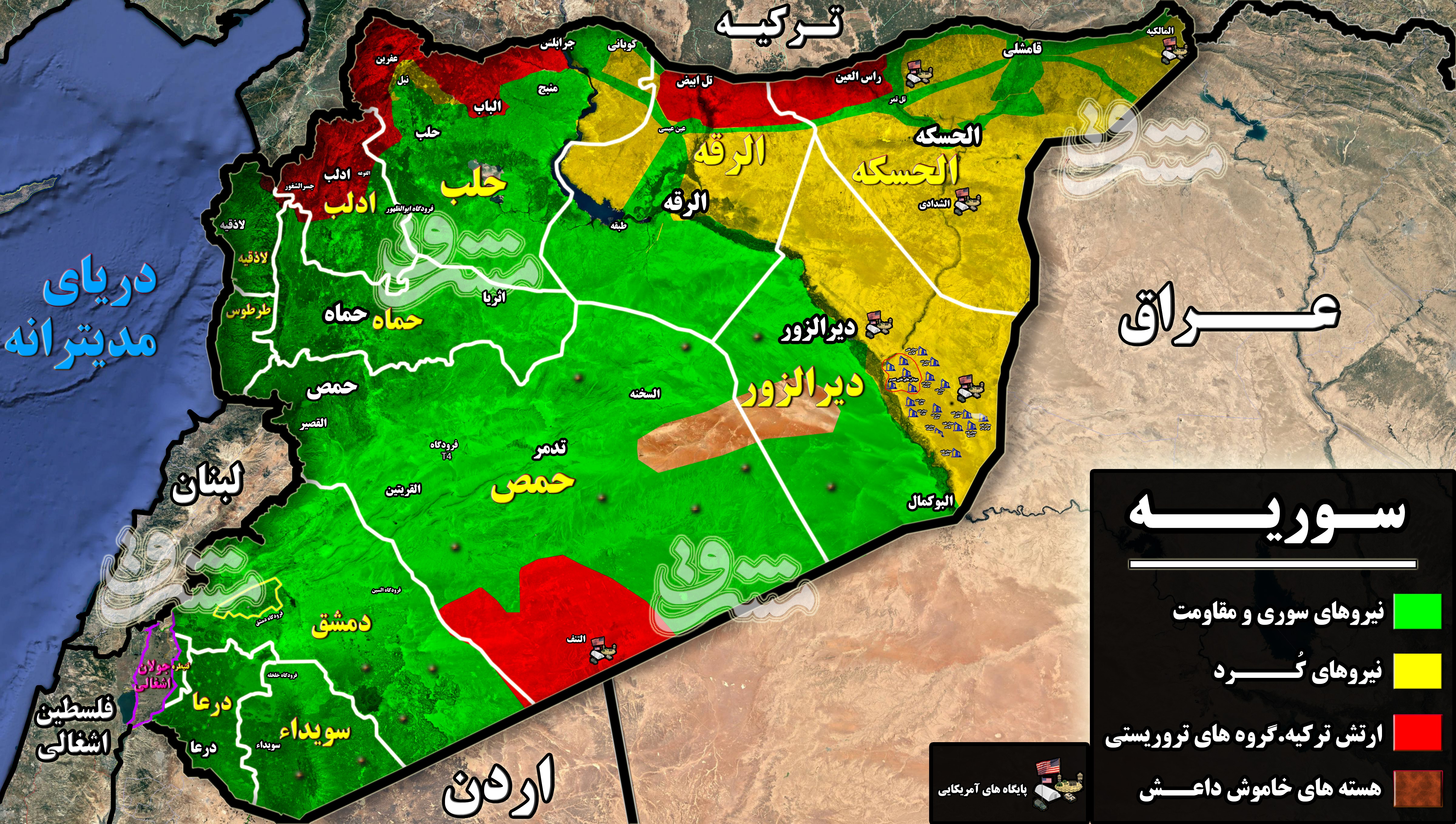 آمریکایی‌ها چند پایگاه نظامی در خاک سوریه دارند؟ / «العمر» پایگاه اصلی واشنگتن برای غارت میادین نفتی شرق رود فرات + نقشه و عکس
