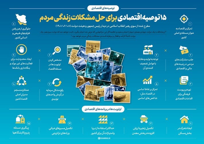 ۱۵ توصیه اقتصادی اخیر رهبر انقلاب به دولت برای حل مشکلات معیشتی مردم چه بود؟