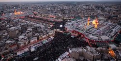 عکس هوایی کربلا از حضور میلیونی زائران در آستانه اربعین