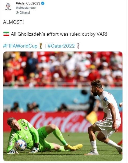 واکنش AFC به مردود شدن گل ایران +عکس