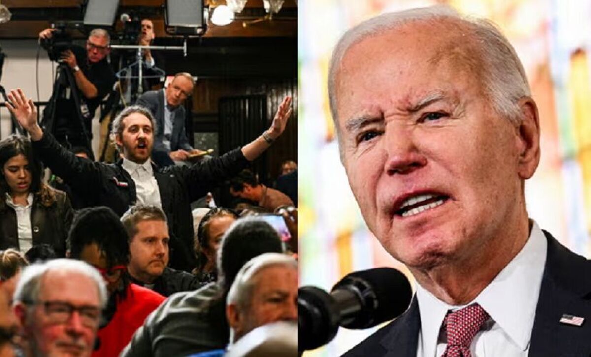 حامیان فلسطین بار دیگر سخنرانی بایدن را قطع کردند