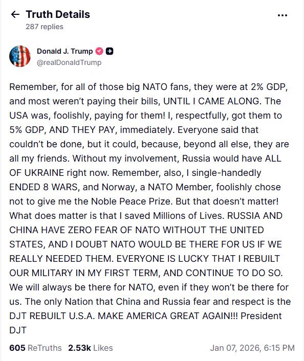 ترامپ: شک دارم اگر ما به ناتو نیاز داشته باشیم، کنار ما باشند