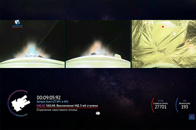 لحظۀ جداشدن ماهواره‌های ایرانی از ماهواره‌بر سایوز