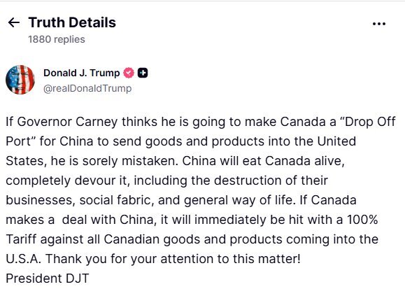 ترامپ، کانادا را با تعرفه ۱۰۰ درصدی تهدید کرد