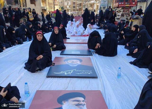 مراسم روز عاشورا در محل شهادت سید حسن نصرالله