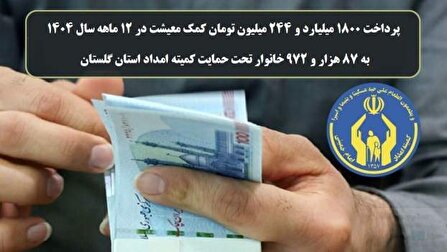 پرداخت1800 میلیارد تومان کمک معیشت به مددجویان گلستانی در سال 1404
