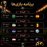 برنامه مسابقات امشب جام جهانی/ مصاف یوز‌های ایران با بلژیک