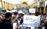 تجمع دانشجویان یزدی در اعتراض به گستاخی اتحادیه اروپا