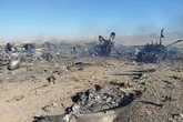 نخستین فیلم از نابودی دو فروند بالگرد بلک هاوک و یک فروند هواپیمای ترابری نظامی C130 دشمن در جنوب اصفهان