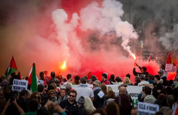 تظاهرات حامیان فلسطین در شهر مادرید اسپانیا